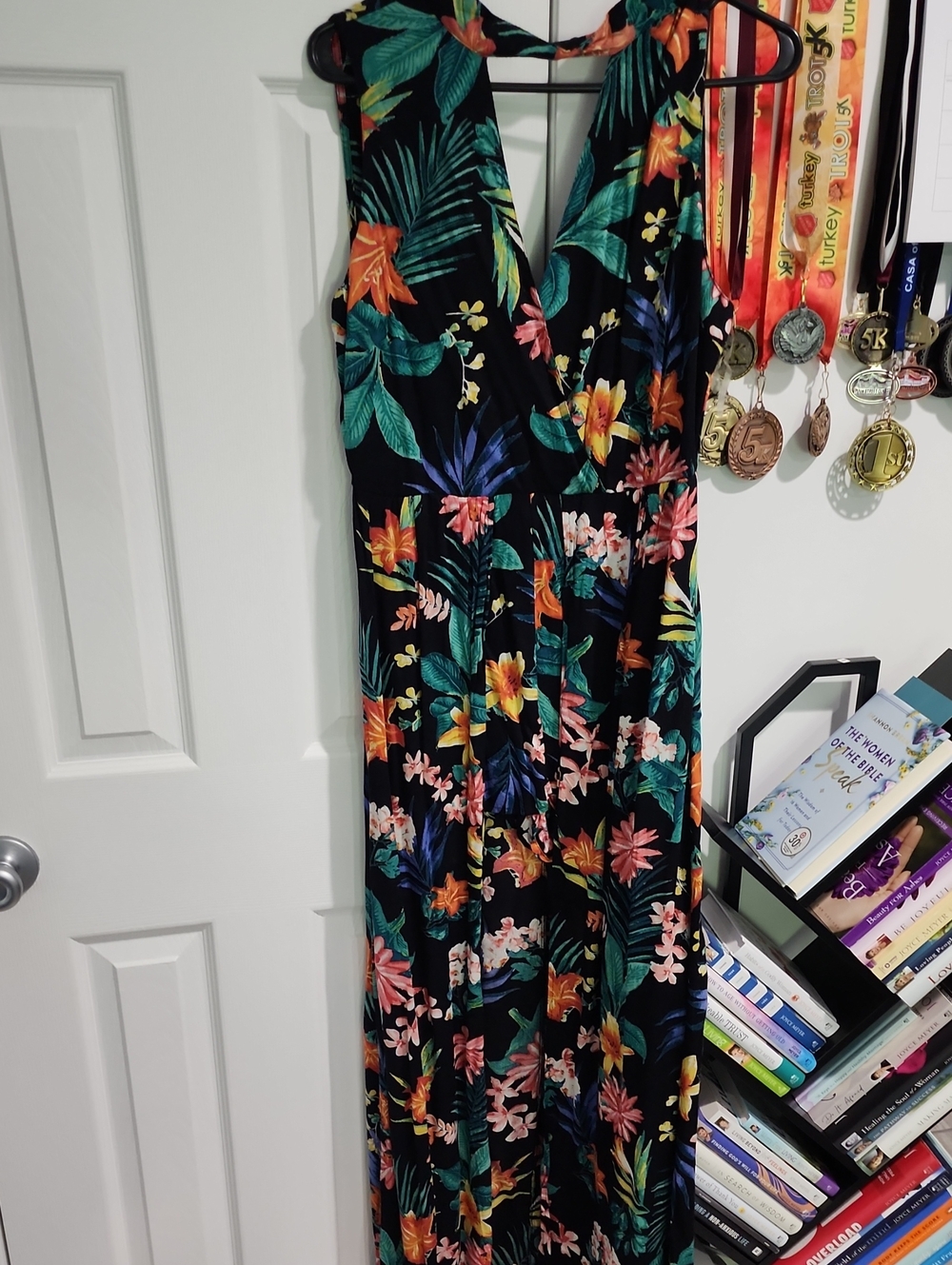 Derek Heart Black Tropical Floral Halter Maxi Dress